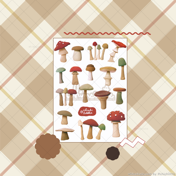 Clay Mushrooms Sticker Sheet