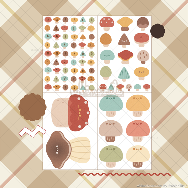 Mushrooms Sticker Sheet SET - Matte