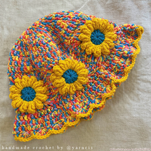 Load image into Gallery viewer, Crocheted Bucket Hat - Sunset Painting with Trim ♥
