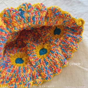 Crocheted Bucket Hat - Sunset Painting with Trim ♥