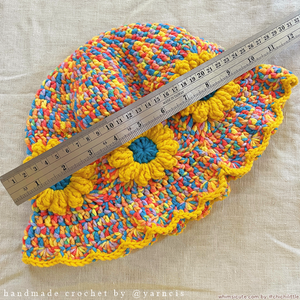 Crocheted Bucket Hat - Sunset Painting with Trim ♥