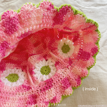 Load image into Gallery viewer, Crocheted Bucket Hat - Strawberry Blossom with Trim ♥
