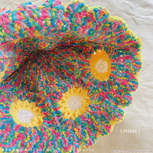 Crocheted Bucket Hat - Sunshine Rainbow with Trim ♥