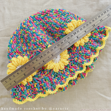 Load image into Gallery viewer, Crocheted Bucket Hat - Sunshine Rainbow with Trim ♥
