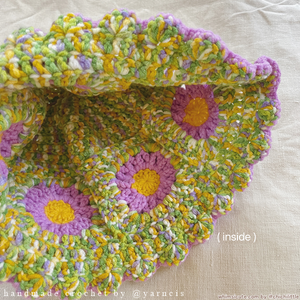 Crocheted Bucket Hat - Wildflower Meadow with Trim ♥