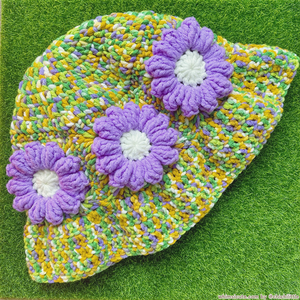 Crocheted Bucket Hat - Wildflower Meadow