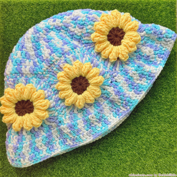 Crocheted Bucket Hat - Sunflower Sky