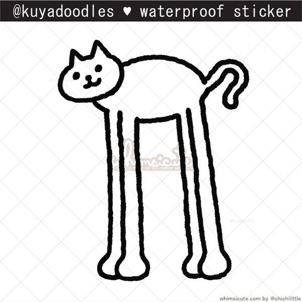 kuyadoodles - Tall Cat Waterproof Sticker